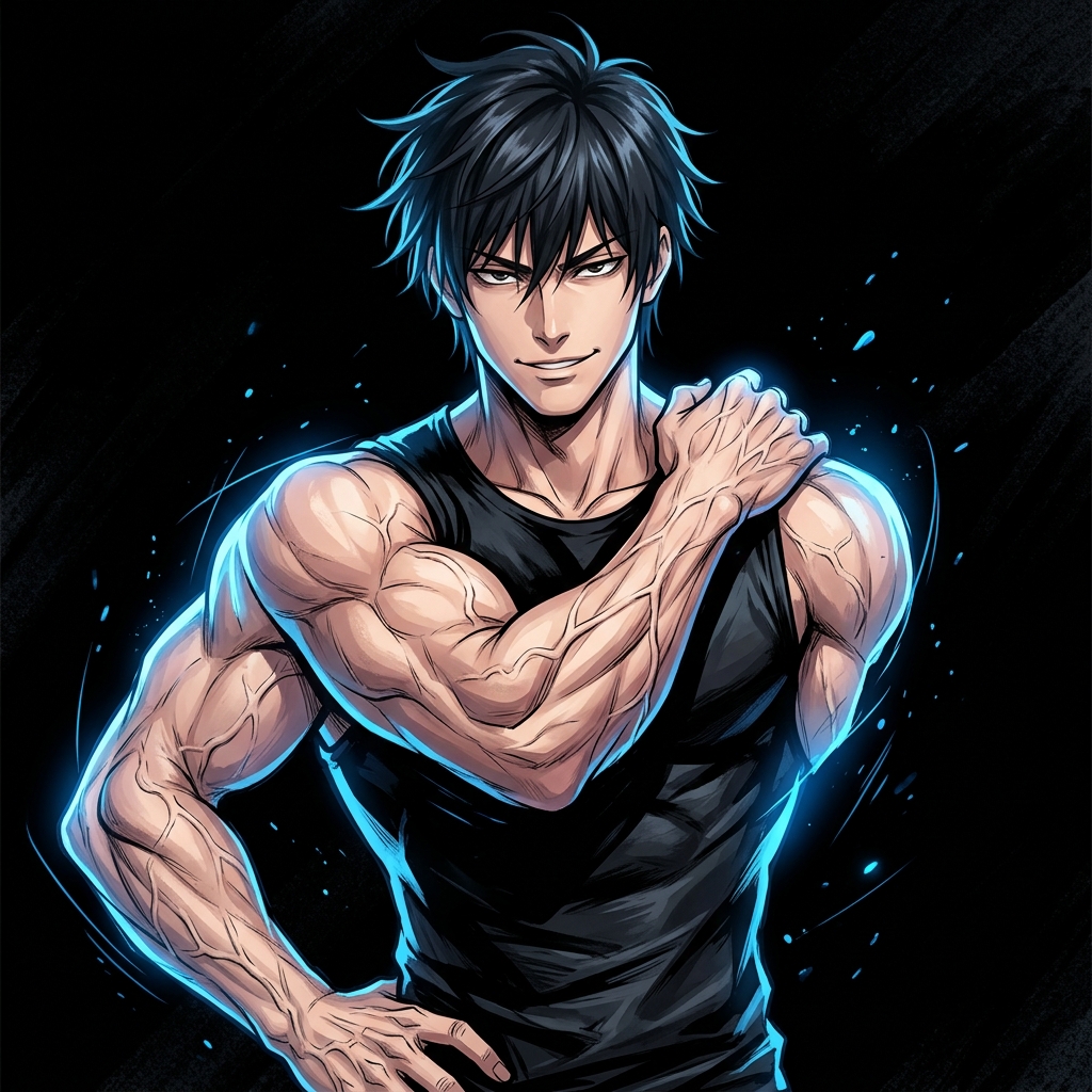 Confident athletic male with vascular forearms